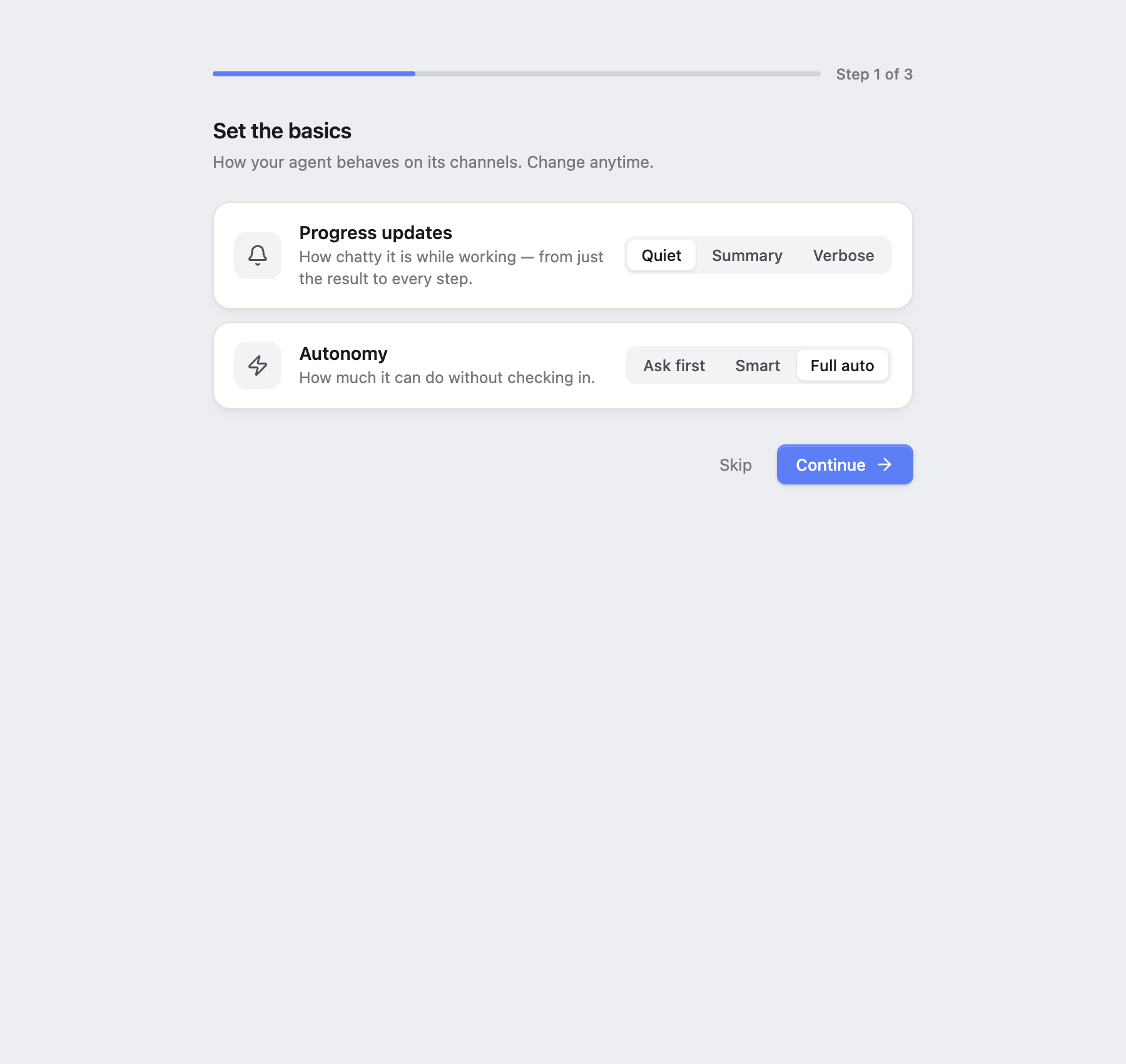CrewLabs Desktop behavior setup step